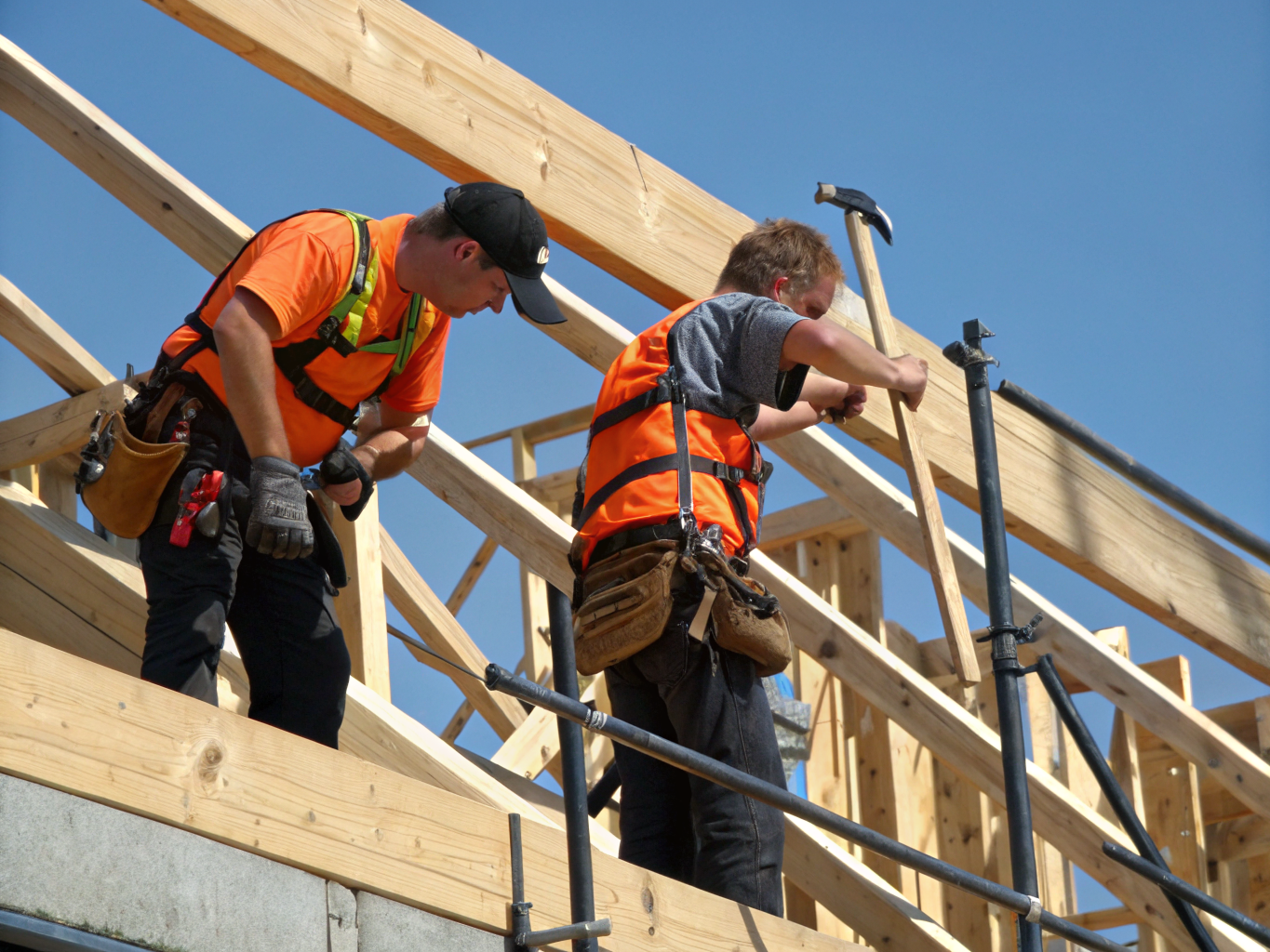 Construction crew working on a residential framing project