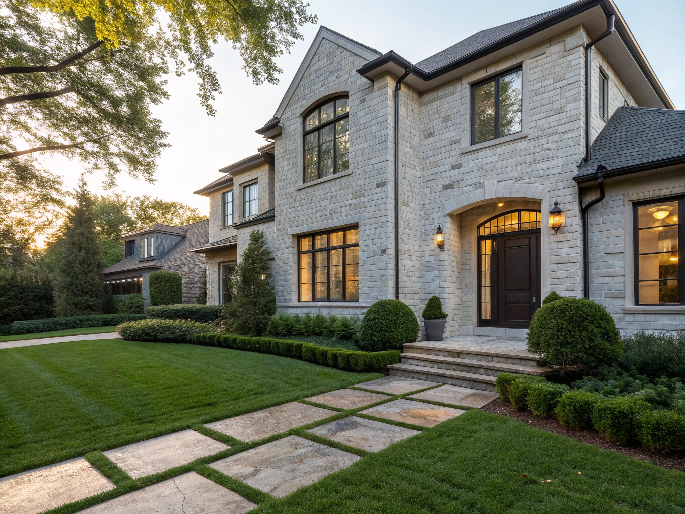 Finished luxury property exterior maintained by Moscariello Construction